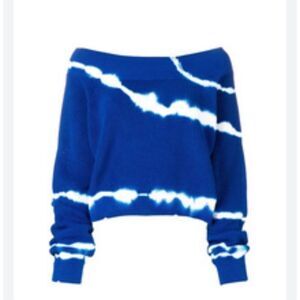 MSGM Milano Blue White Knit Tie Dye Pullover Long Sleeve Sweater Medium